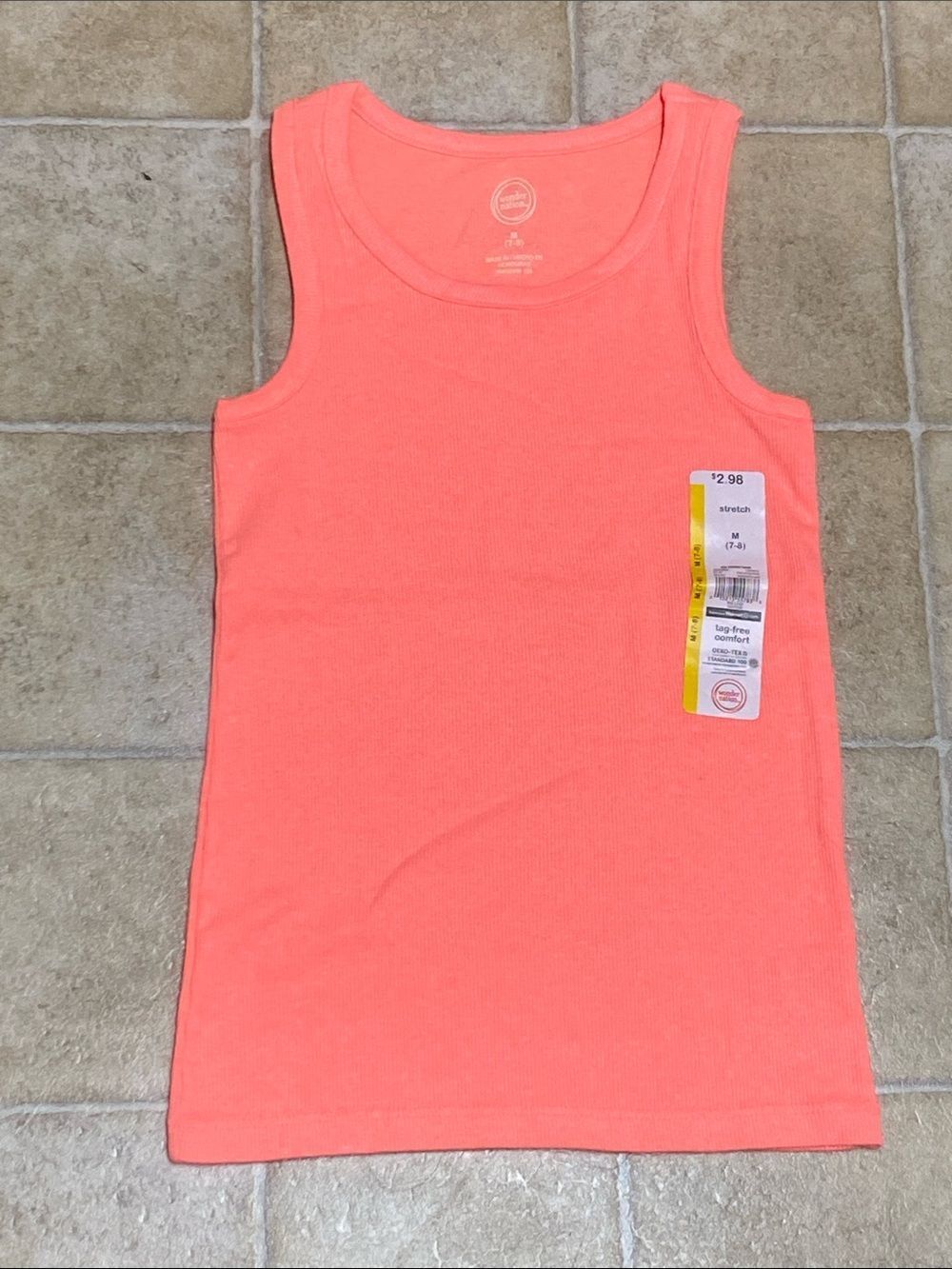 10/$50 Neon Coral Tank Top - Sleeveless Ribbed Tee